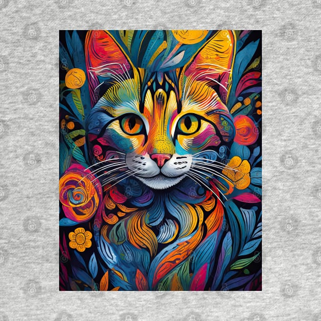 vibrant and colourful cat art design by clearviewstock